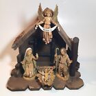 Vintage Fontanini Depose Italy Nativity Starter Set 5 Pieces With Stable 1983