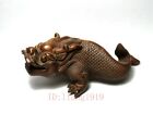Japanese boxwood hand carved Loong Dragon Figure statue netsuke old collectable