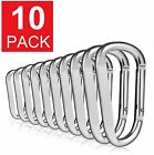 10-Pack Aluminum Carabiner D-Ring Key Chain Clip Hook Silver