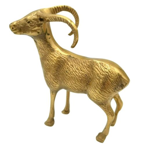 Brass Ram Sheep Vintage Solid Animal Figurine Textured Horns Unmarked
