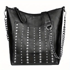 Vintage Shoulder Bag with Studded Detail, Large Capacity, Punk Style Crossbody