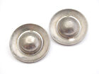 Modernist Earrings Clip On Big Bold Silver Tone Vintage Jewelry