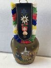 Vintage Swiss Echte Stickerie Cow Bell Embroidered Fabric Strap Floral Design