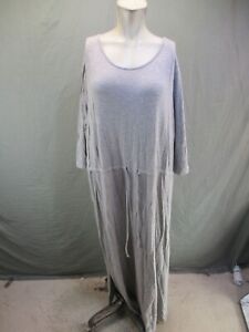 NWT KARI LYN Size 4X Womens Gray Round Neck Drawstring Long Sleeve Maxi Dress603
