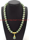 8mm Natural A Green Jade Round Gemstone Beads Pendant Necklace 18 ''