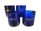 (4) Libbey Harvey's Bristol Cream Glasses Cobalt Blue Rocks High Ball Barware