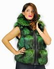 44 Light green fox fur coat with glossy skin Fuchspelz pelliccia volpe лисица fo
