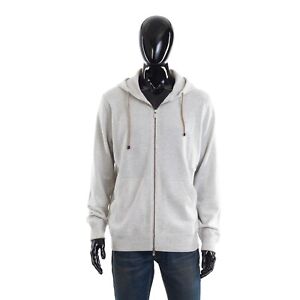 BRUNELLO CUCINELLI 2695$ Light Grey Cashmere Sweatshirt-Style Cardigan With Hood