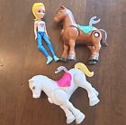 Mattel Barbie On The Go Walking Pony Horse Set Of 2 & 4