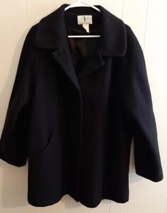 Vintage Timothy Daniels Women's Wool Coat Black Fully Lined 2 Pockets 2X