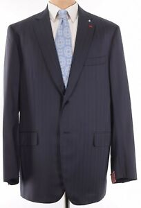ISAIA NWT Suit Size 50L In Blue Pinstripe Super 130S Wool Base S