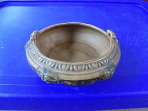 1920s Roseville Art Pottery Florentine Handled Low Bulb Bowl Vase