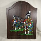 New ListingVintage Dart Board Cabinet Scottish Bagpipes Men Marching Kilts By Liese