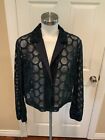 AKRIS Blue Open Circle Embroidered Cropped Jacket, Size 14 (US), 46 (FR)
