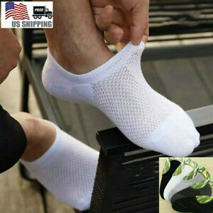10Pack Men Bamboo Cotton No Show Socks Low Cut Casual Sport Solid Nonslip Summer