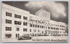 Postcard FL Miami Beach View The White House Hotel Bicycles Old Car Vintage I8