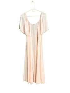 Vintage Lucie Ann Orchid Pink long Nightgown Lace Flutter Sleeve L/XL