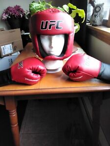 Red Padded Sparring Head Gear And Gloves MMA, UFC