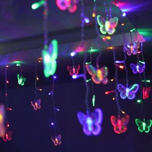 Xmas 96 LED Butterfly  Fairy String Curtain Lights Christmas Party Wedding Decor