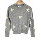 Magaschoni Sweater Size Small Womens Gray 100% Cashmere Graphic Star Lightweight