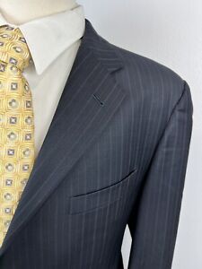 Coppley Men's Navy Pinstripe Wool Suit Size 42 S Pants 38 X 28