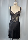 Vintage Nightgown Slip SIZE 34 MEDIUM black stretch lace MAIDENFORM sexy sheer