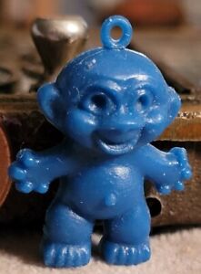 Vintage Blue plastic TROLL gumball charm prize jewelry