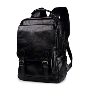 Men's Leather Shoulder Backpack Travel College Laptop Bag Daypack Sport Bookbags