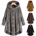 Plus Women's Tops Teddy Bear Fleece Hooded Coat Fur Fluffy Jacket Winter Outwear