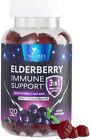 Elderberry Gummies Immune Support Gummy Vitamins C & Zinc, Potent Black Sambucus