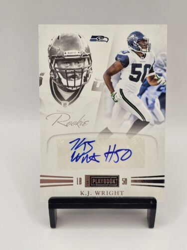 🏈K.J. Wright 2012 Playbook Auto #/299 Inscribed #50 Rookie Seattle Seahawks LB