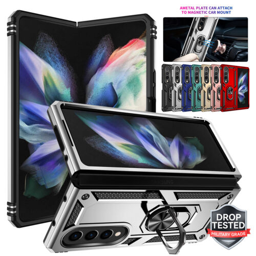 For Samsung Galaxy Z Fold 4 3 Shockproof Magnetic Hybrid Ring Stand Case Cover
