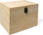 (1-Pack) 10x7x7-Inch Large Unfinished Wooden Box with Hinged Lid & Front Clasp f