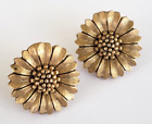 Vtg Eivind Hillestad EH Sunflower Daisy Bronze Gold Tone Pierced Earrings 5/8