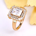 Gold Plated Ring Women Cubic Zirconia Square Fashion Jewelry