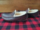 New Ugh Australia Brown Leather Fur Lined Slippers Women's Size 7.5