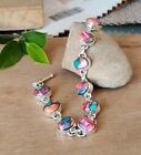 Pink Oyster Copper Turquoise Gemstone 925 Sterling Silver Women Bracelet MO+1021
