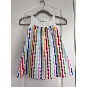 Gymboree Toddler Girls Multicolor Dot Stripes Sleeveless Cotton Dress Size 4T
