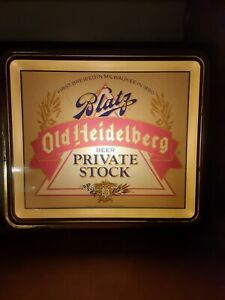Vtg 1986 Blatz Old Heidelberg Beer Private Stock Lighted Light Advertising Sign