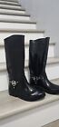 Michael Kors Women's Fulton Calf Rain Boots Shoes Size 9M Black Rubber Pull-On