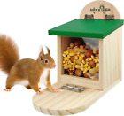 Wooden Squirrel Feeder Box Feeders for outside Garden with Green Cover Easy to F