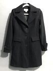 Michael Kors Wool Blend Button Front Trench Coat XS Black Pockets Formal Casual