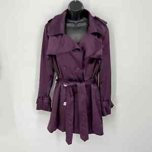Vertigo Paris NEW Double Breasted Lined Trench Coat Belted Size XXL Purple Plum