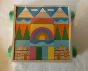Learn And Play Wooden Building Blocks, pull toy with string.  Age 4+