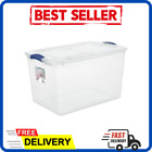 Stackable Plastic Tote Box Storage Containers Bin 66 Quart, Blue Latches