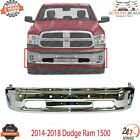 Front Bumper Chrome Steel W/ PAS + Fog Light Holes For 2014 -2018 Dodge Ram 1500