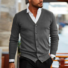Mens Long Sleeve Sweater Cardigan Long Sleeve Casual Button Knitted Work Tops