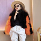2023 True ostrich feather coat fluffy short winter girl long sleeved jacket