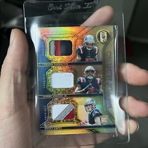 Triple Rookie Patch Gold Standard 38/49 Bailey Zappe Thornton Strong NE Patriots