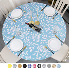 Table Cloth, Fitted round Plastic Vinyl Tablecloth with Flannel Backing and Elas